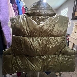Zara Metallic Olive Puffer Jacket